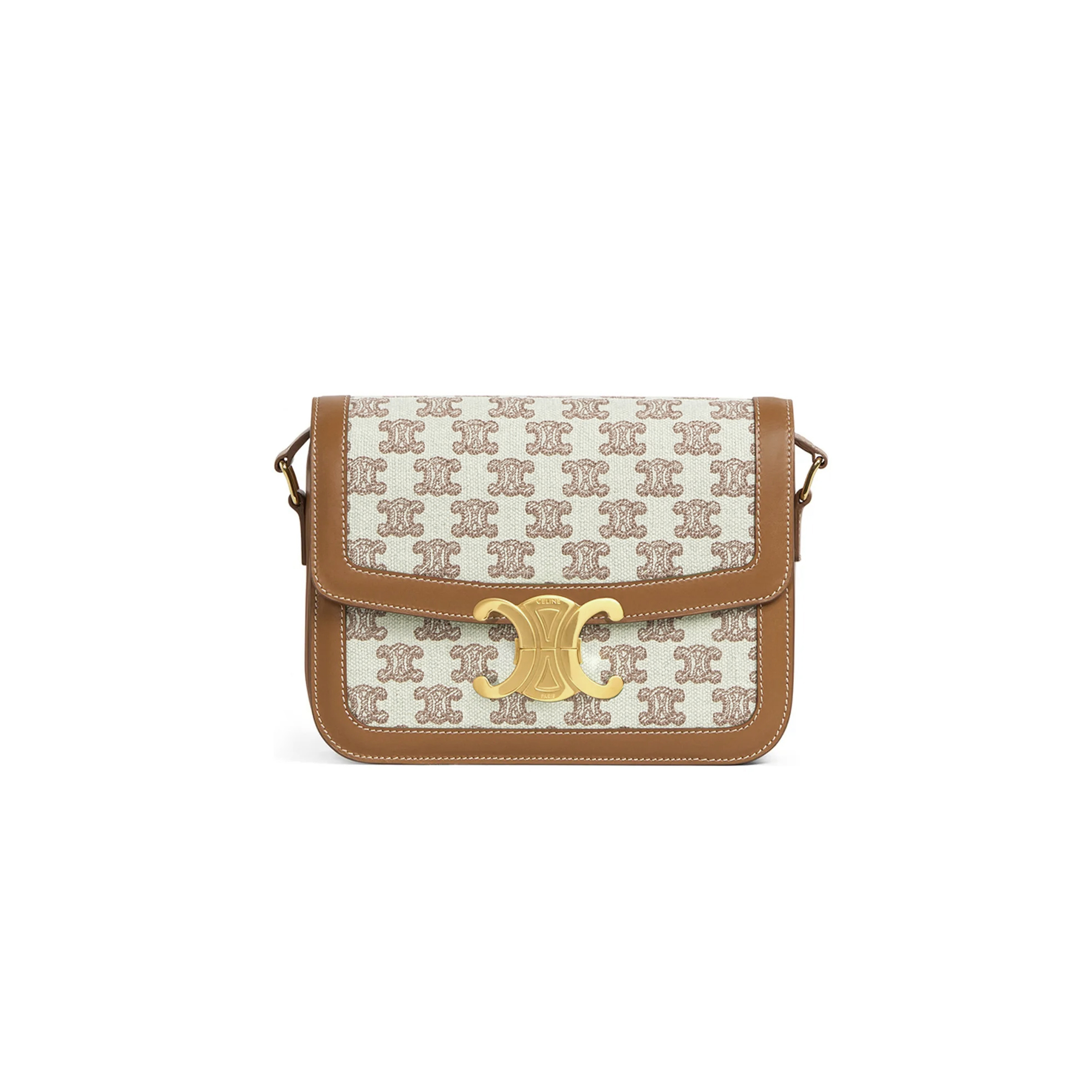 CELINE MEDIUM CLASSIQUE TRIOMPHE BAG IN FABRIC AND CALFSKIN 191242CXX.19RV (22.5*16.5*7.5cm)